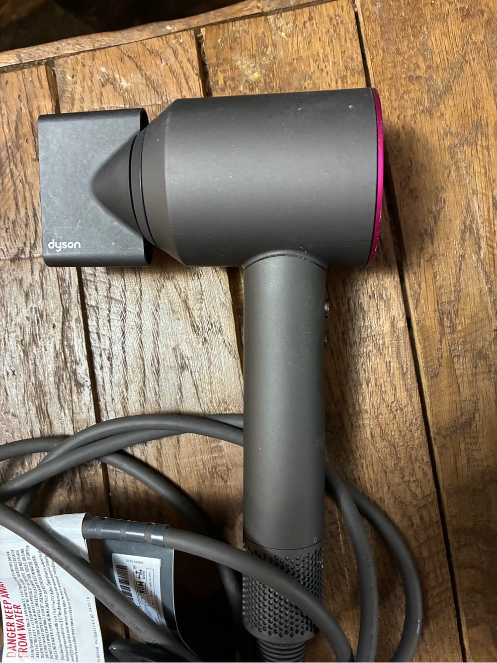 Dyson Hair Dryer in Iron with Pink Trim
